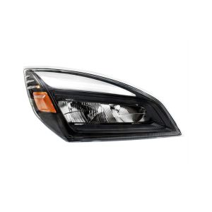 Freightliner Cascadia Blackout LED Passenger Side Headlight - For 2018-2024, Part # 32915 From Tracey Truck Parts, Freightliner Blackout LED Headlight, Truck Headlights, head lights, headlights, headlights led, l e d headlights, led head lights, led headl