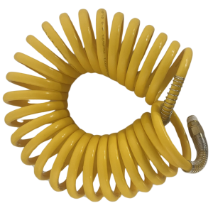 Speedaire Yellow Coiled Air Hose, Brass | # 1VEJ2, Truck Air Hose, Semi Truck Air Hose, Truck Air Hose For Sale Online, Semi Truck Air Hose For Sale Online, Truck Coiled Air Hose For Sale,