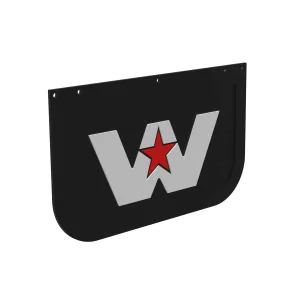 Western Star Front Mud Flap 14" X 24", Rubber, Drilled Holes. Cross Reference: WWS S47-B7-N41, WWS 46201-3456. Part # 17-19947-000.