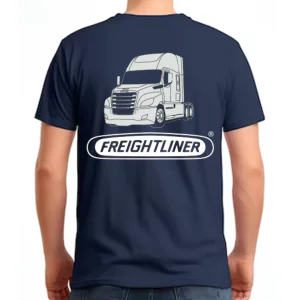 Freightliner T-Shirt - Navy Blue, Trucker Apparel, Trucker Apparel For Sale,m Trucker Apparel For Sale Online, Trucker T-Shirts, Truck Tshirts, Trucking Clothes, Semi Truck Merch, Navy Blue Cotton T-Shirt For Sale Online, Freightliner Shirt, Freightliner 