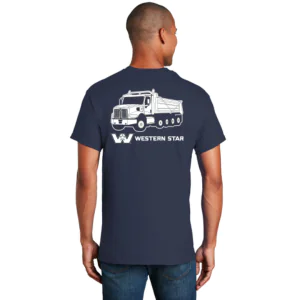 Western Star T-Shirt - Navy Blue, Trucker Apparel, Trucker Apparel For Sale, Trucker Apparel For Sale Online, Trucker T-Shirts, Truck Tshirts, Trucking Clothes, Semi Truck Merch, Navy Blue Cotton T-Shirt For Sale Online, Western Star Shirt, Wester Star