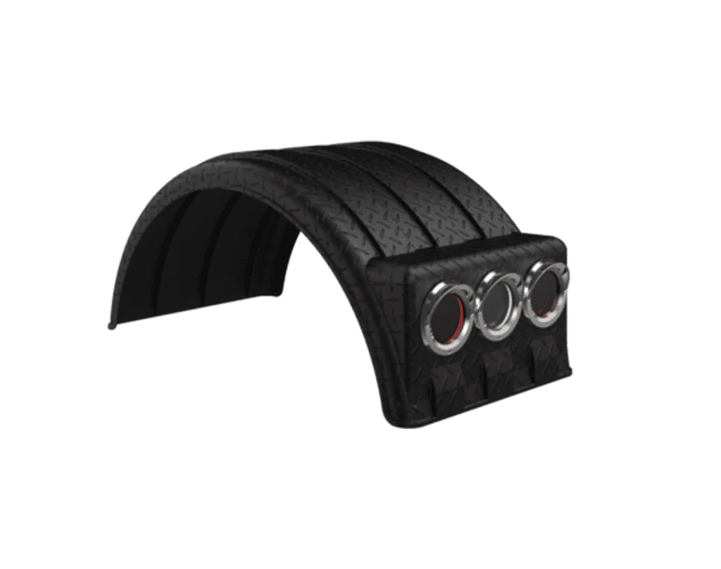 One black truck axle.