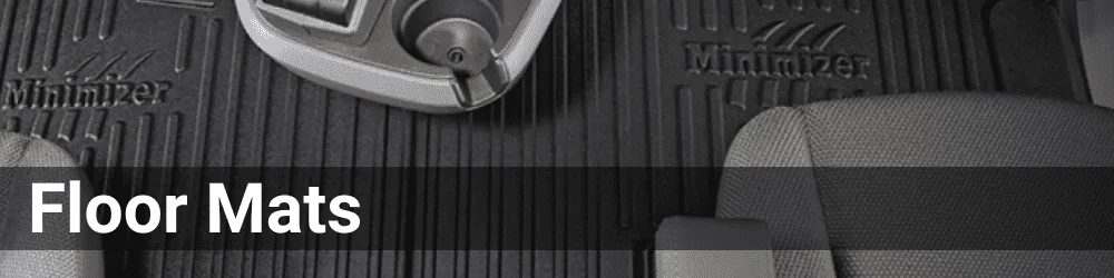 Closeup shot of a Minimizer floor mat with Floor Mats in white font.