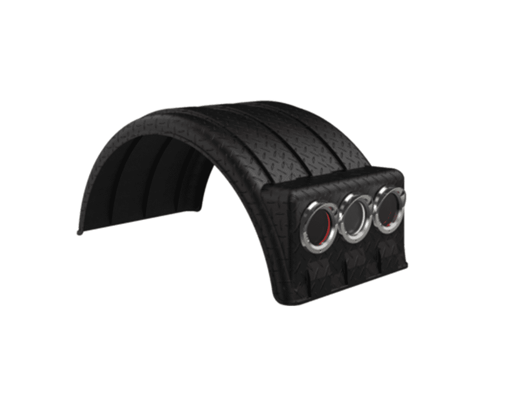 One black truck axle.
